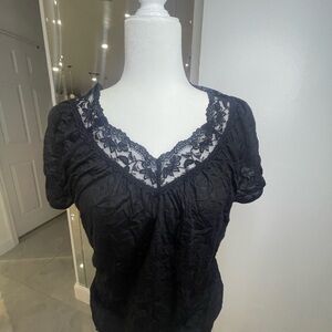Trixxi Black Lace V-Neck Blouse